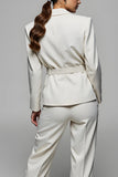 Ivory 2 Piece Long Sleeves Notched Lapel Business Suits
