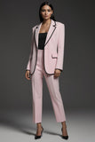 Pink 2 Piece Notched Lapel Long Sleeves Slim Fit Business Suits