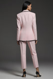 Pink 2 Piece Notched Lapel Long Sleeves Slim Fit Business Suits