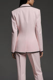 Pink 2 Piece Notched Lapel Long Sleeves Slim Fit Business Suits