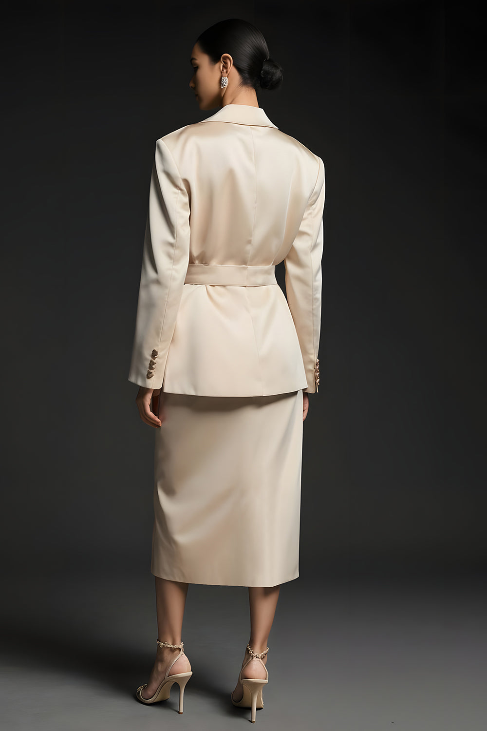 Champagne 2 Piece Long Sleeves Notched Lapel Business Suits