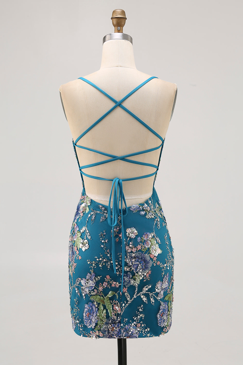 Sparkly Peacock Floral Tight Beaded Mini Prom Dress with Sequins