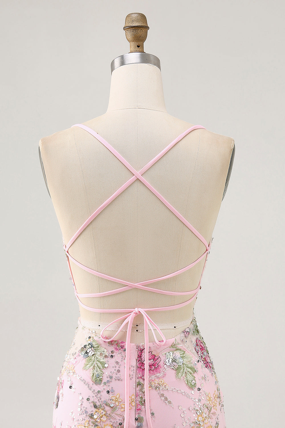 Sparkly Lilac Tight Beaded Floral Sequined Mini Prom Dress
