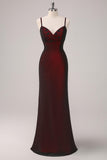 Black Red Maxi Mermaid Spaghetti Straps Beaded Prom Dress