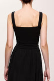 Black A Line Ruched Maxi Elegant Evening Dress
