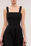 Black A Line Square Neck Maxi Criss Cross Back Evening Dress