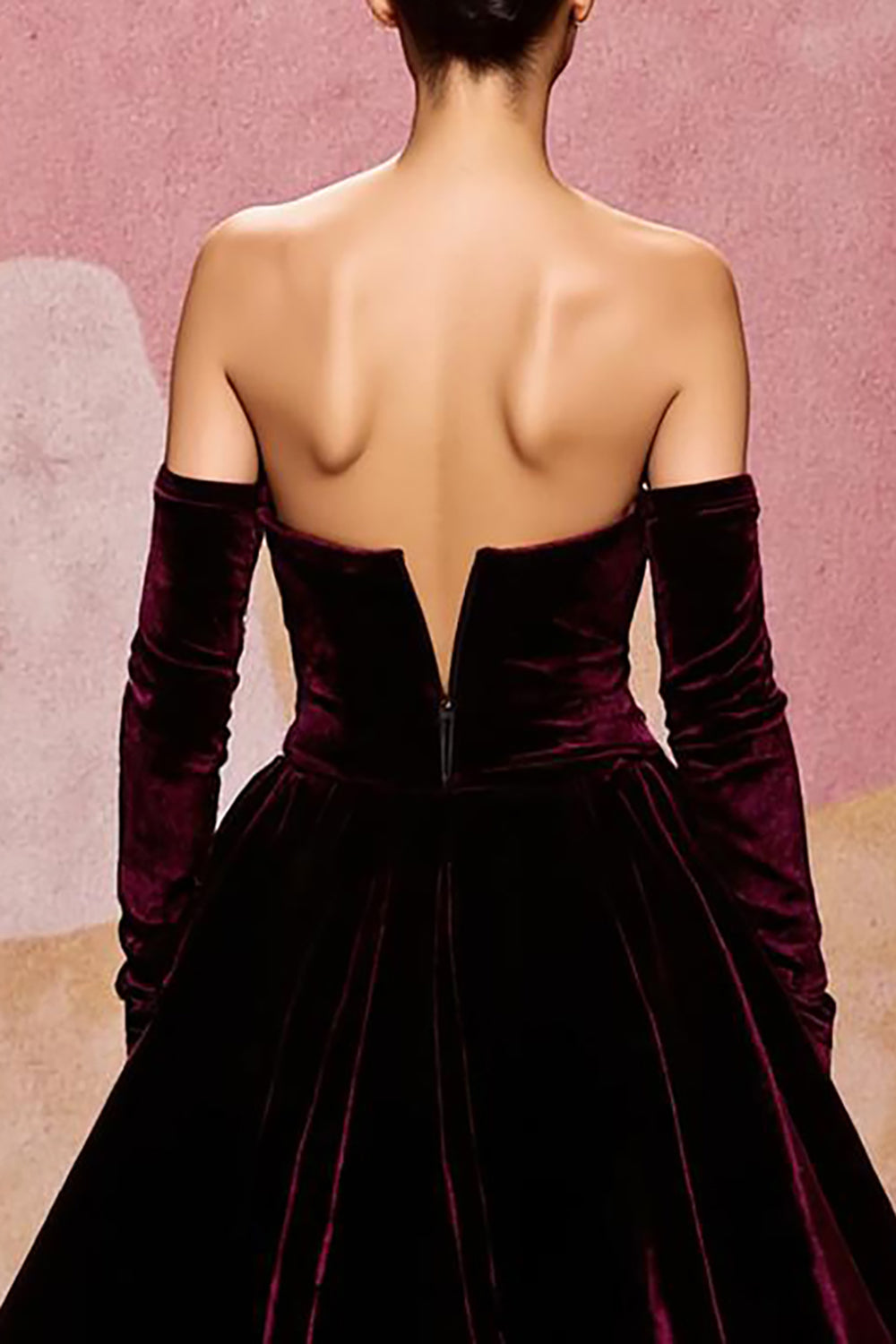 Dark Red Velvet Mermaid Maxi Sweetheart Evening Dress with Cape