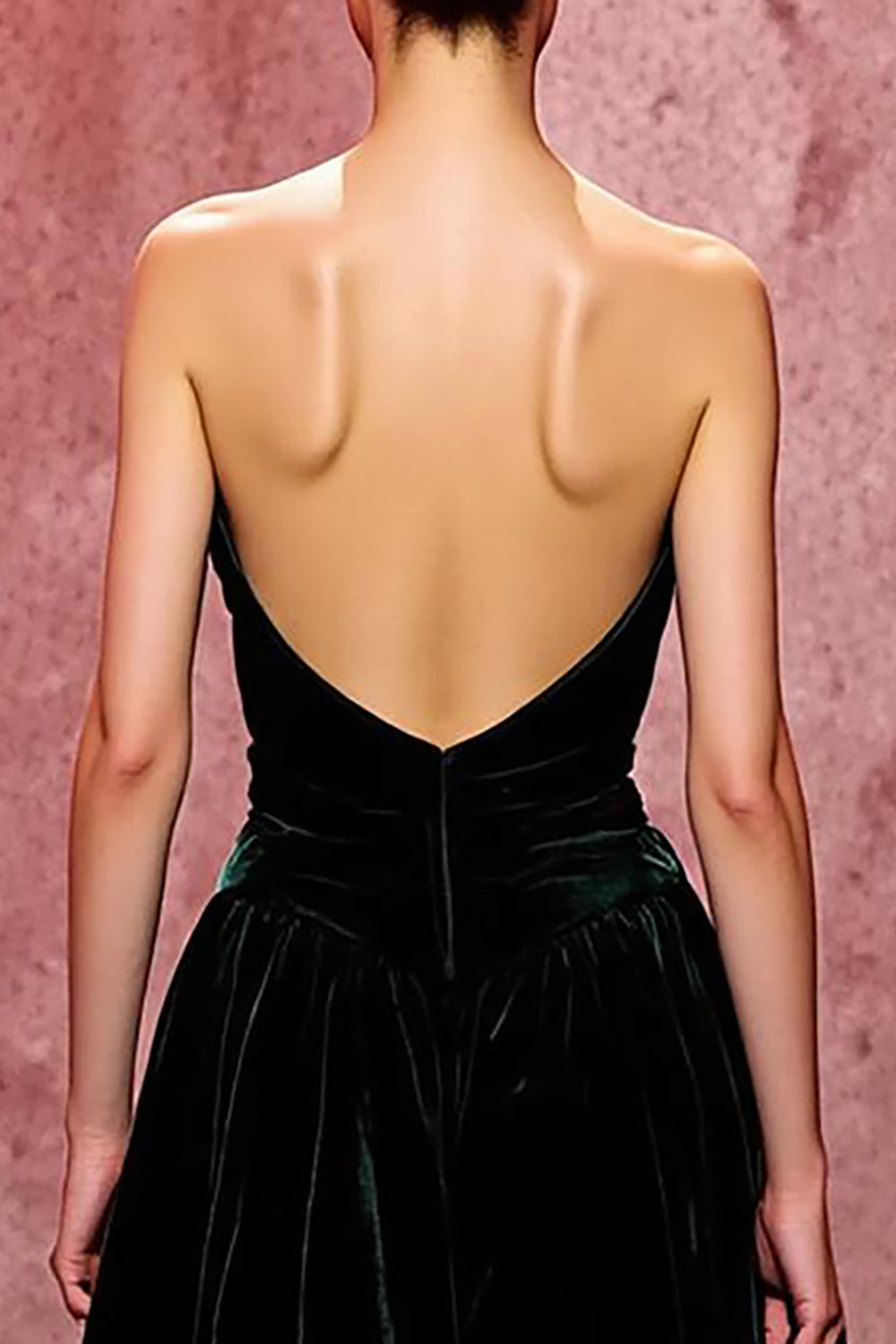 Mermaid Dark Green Strapless Velvet Maxi Evening Dress with Cape