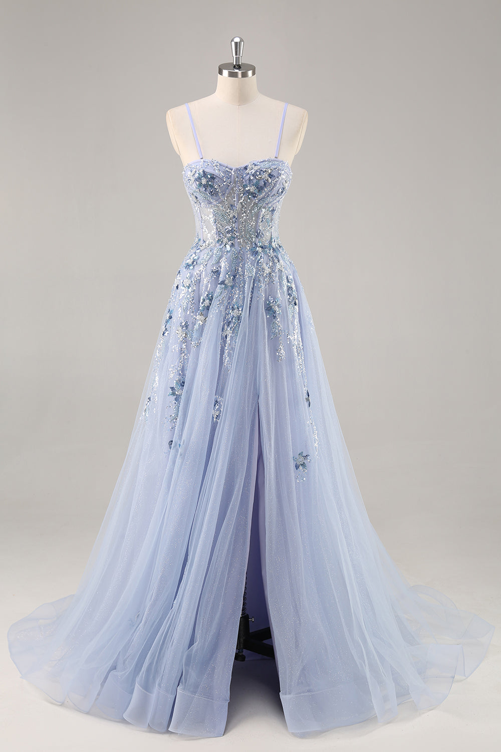 Sparkly Green Corset Sweetheart Maxi Prom Dress with Appliques