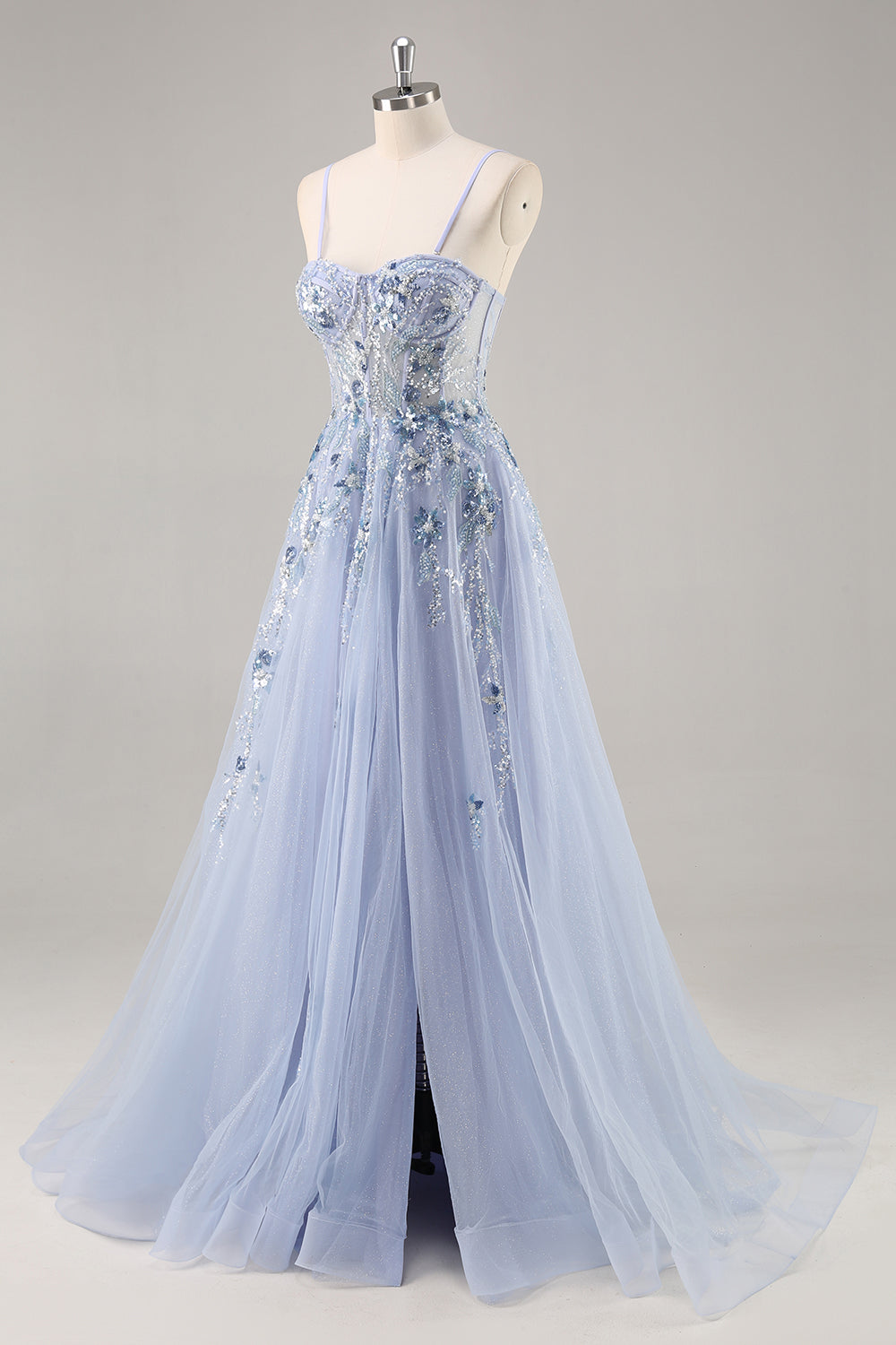 Sparkly Green Corset Sweetheart Maxi Prom Dress with Appliques