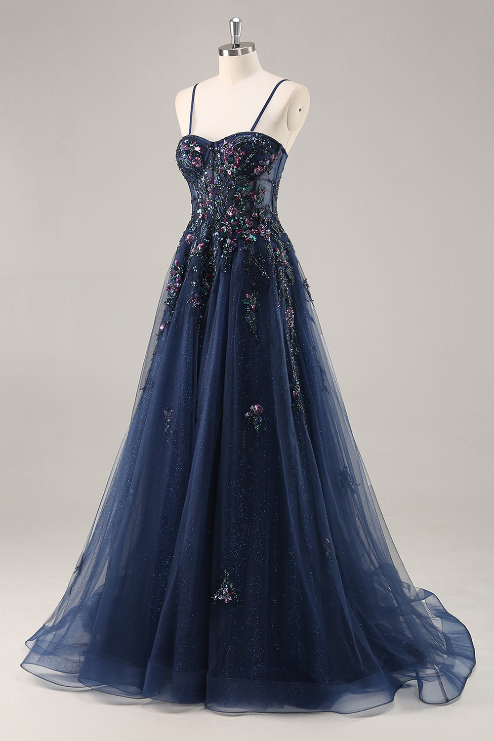 Sparkly Green Corset Sweetheart Maxi Prom Dress with Appliques