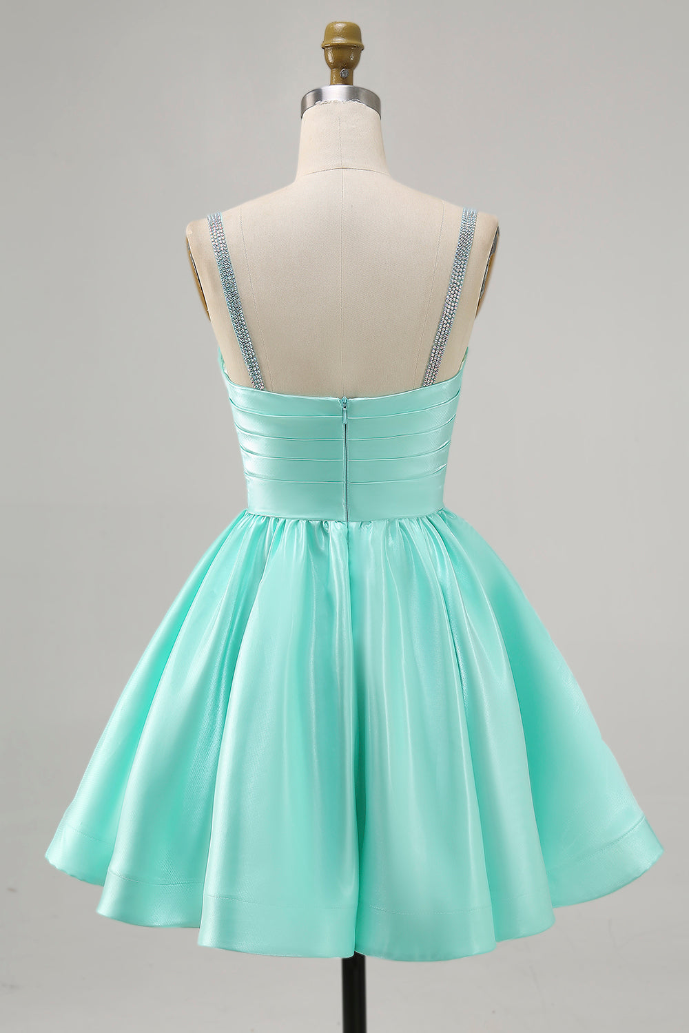 Sparkly Fuchsia Ruched Satin Short Prom Dress with Beading