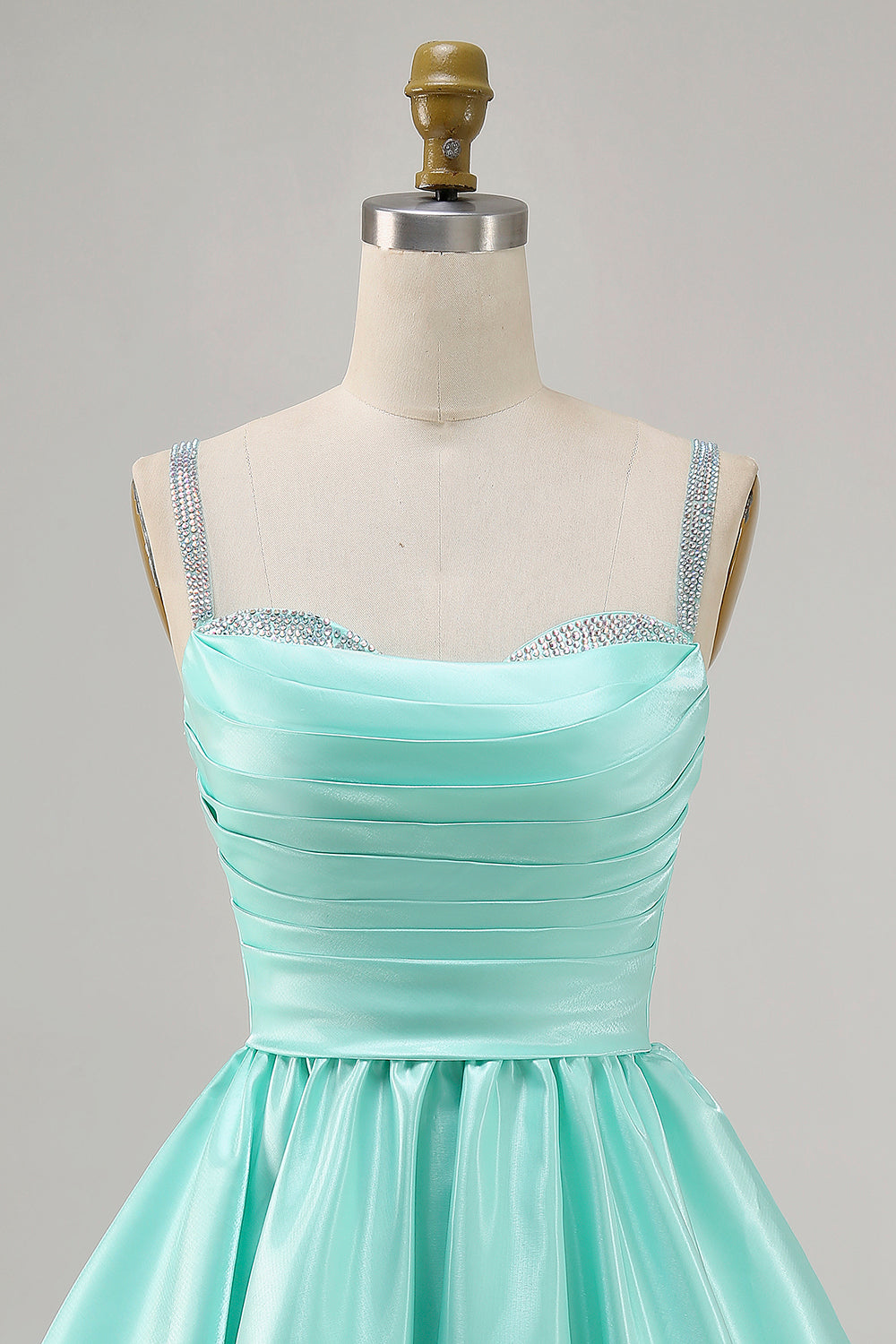 Sparkly Fuchsia Ruched Satin Short Prom Dress with Beading
