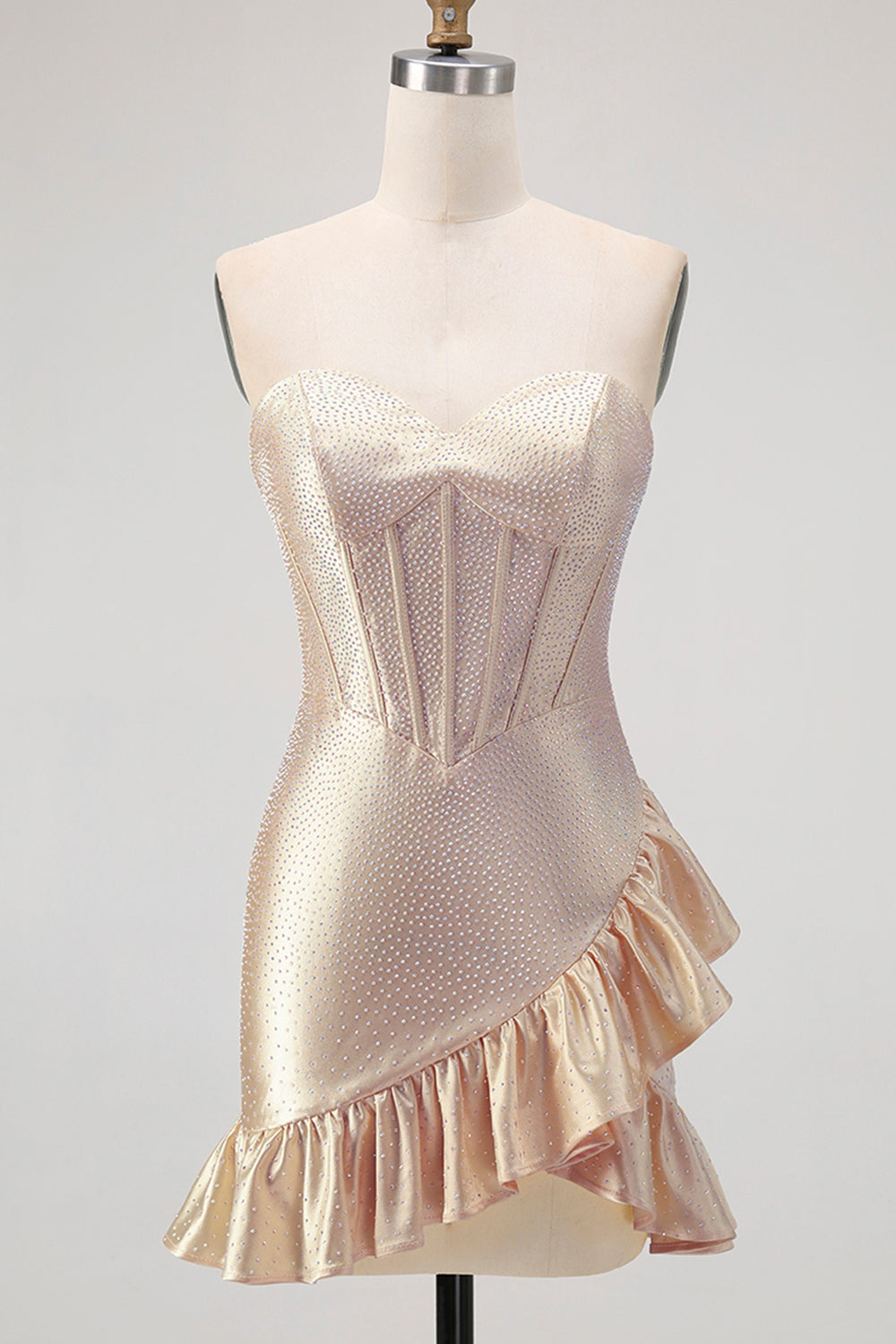 Sparkly Yellow Sweetheart Corset Short Cocktail Dress with Beading