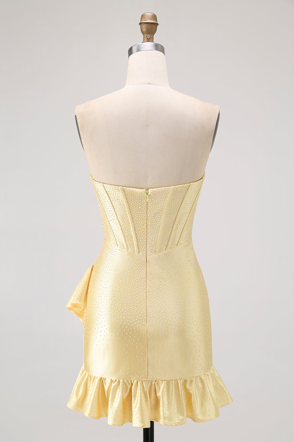 Sparkly Yellow Sweetheart Corset Short Cocktail Dress with Beading
