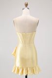 Sparkly Yellow Sweetheart Corset Short Cocktail Dress with Beading