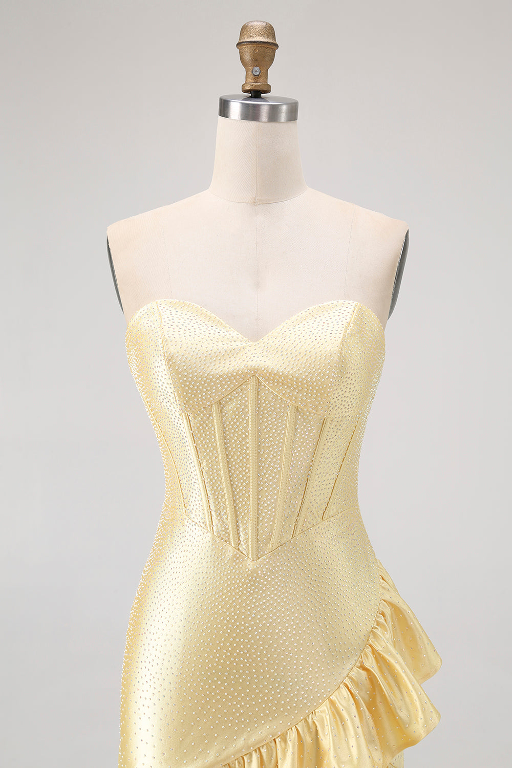 Sparkly Yellow Sweetheart Corset Short Cocktail Dress with Beading
