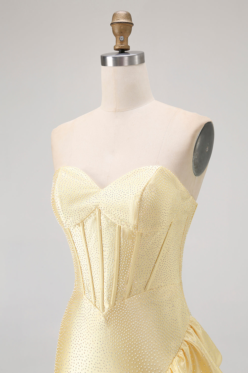 Sparkly Yellow Sweetheart Corset Short Cocktail Dress with Beading