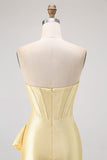 Sparkly Yellow Sweetheart Corset Short Cocktail Dress with Beading