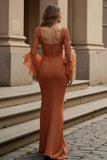 Sunset Square Neck Mermaid Maxi Mother of the Bride Dress with Lace