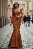Sunset Square Neck Mermaid Maxi Mother of the Bride Dress with Lace