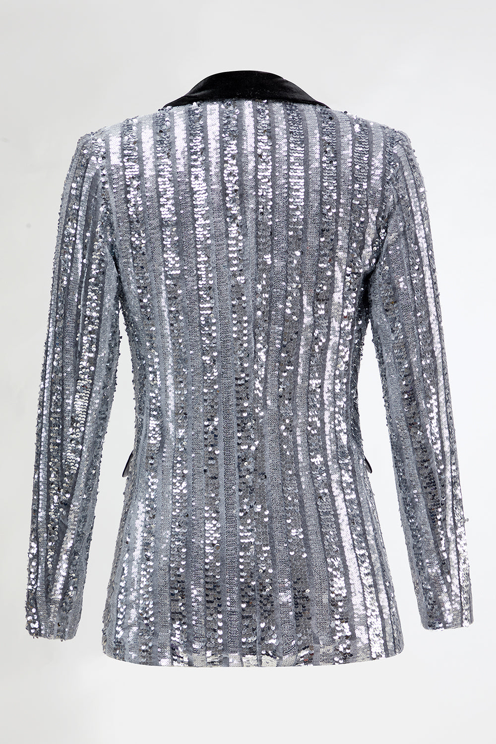 Sparkly Sequin Silver 2 Piece Peak Lapel Women Prom Suits