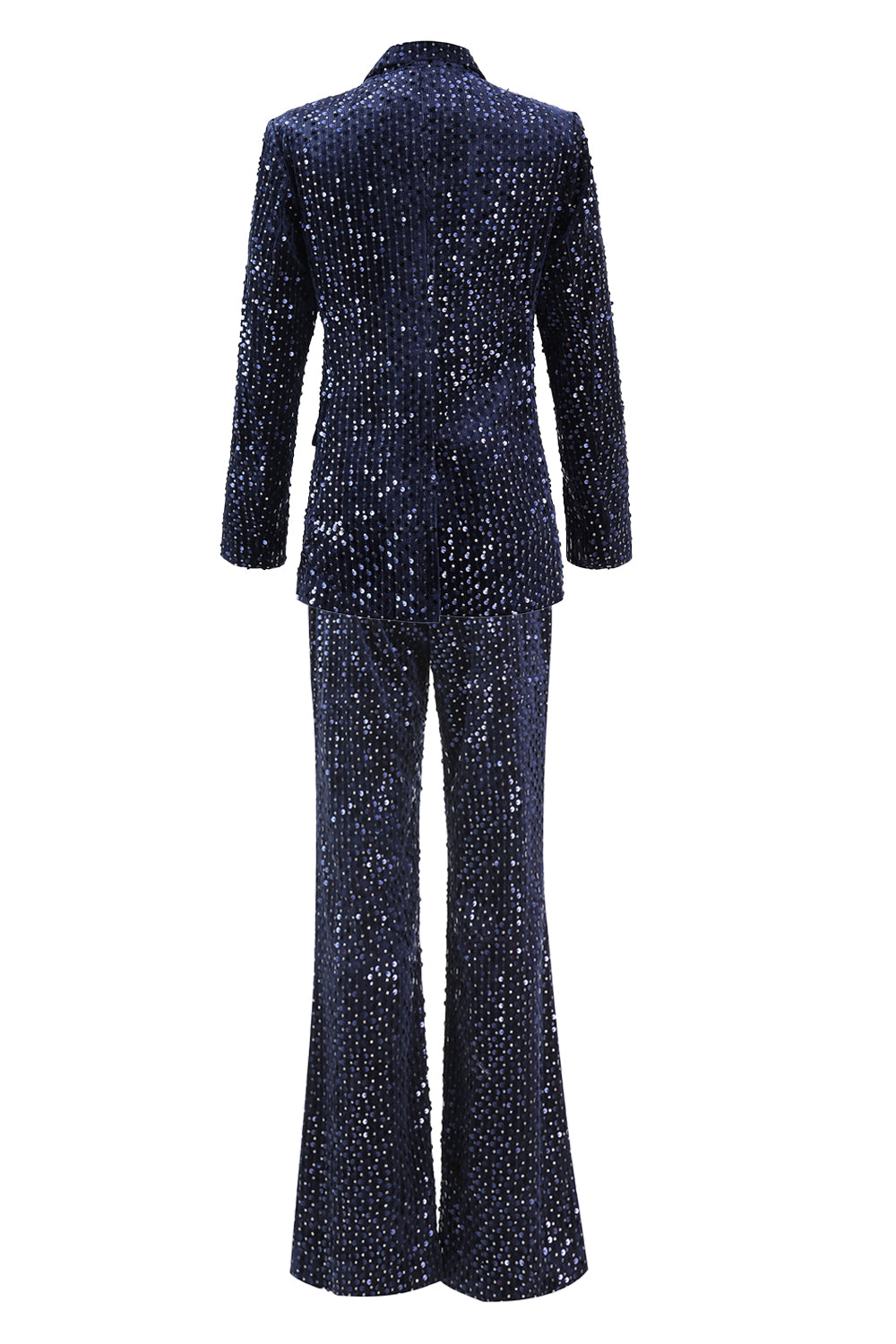 Sparkly Navy 2 Piece Double Breasted Sequin Women Prom Suits