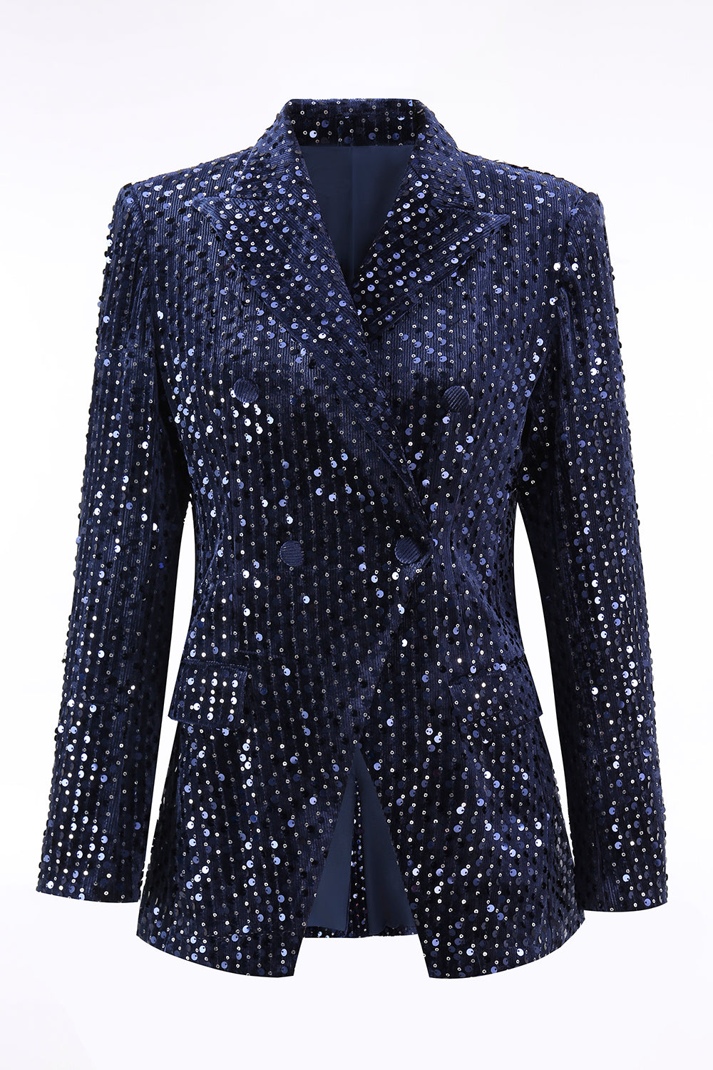 Sparkly Navy 2 Piece Double Breasted Sequin Women Prom Suits