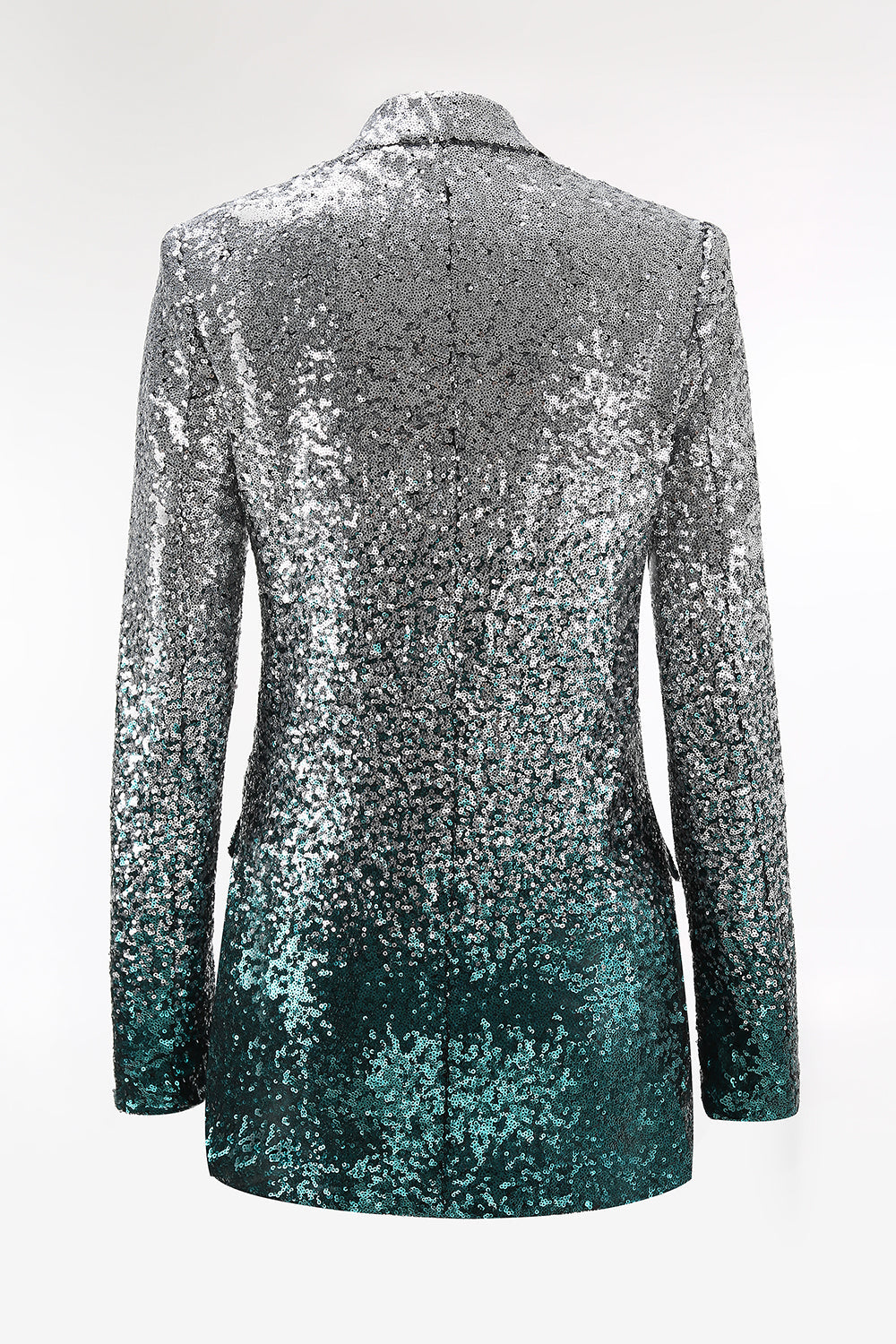 Sparkly Silver and Peacock Sequin 2 Piece Women Prom Suits