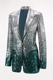 Sparkly Silver and Peacock Sequin 2 Piece Women Prom Suits