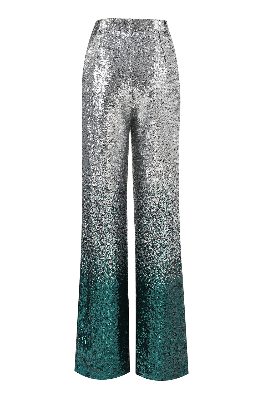 Sparkly Silver and Peacock Sequin 2 Piece Women Prom Suits