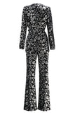 Sparkly Sequin Black 2 Piece Women Prom Suits with Sash