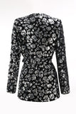 Sparkly Sequin Black 2 Piece Women Prom Suits with Sash