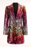 Sparkly Gold and Red Single Breasted Sequin Prom Blazer