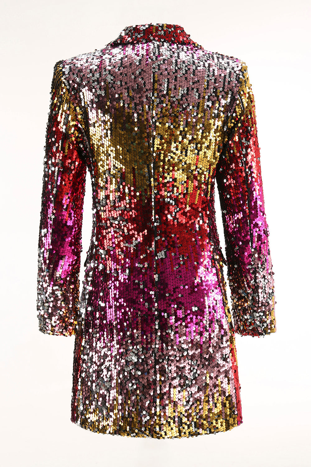 Sparkly Gold and Red Single Breasted Sequin Prom Blazer