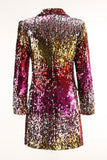 Sparkly Gold and Red Single Breasted Sequin Prom Blazer