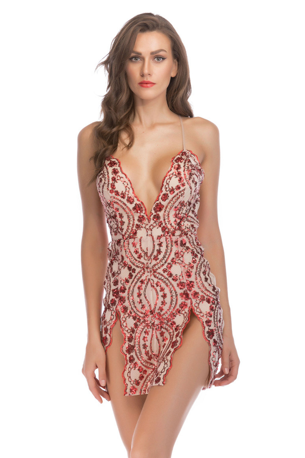 Sparkly Spaghetti Straps Black Sequin Mini Tight Prom Dress with Slit