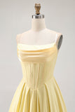 Sparkly Yellow Corset A Line Short Cocktail Dress with Beading