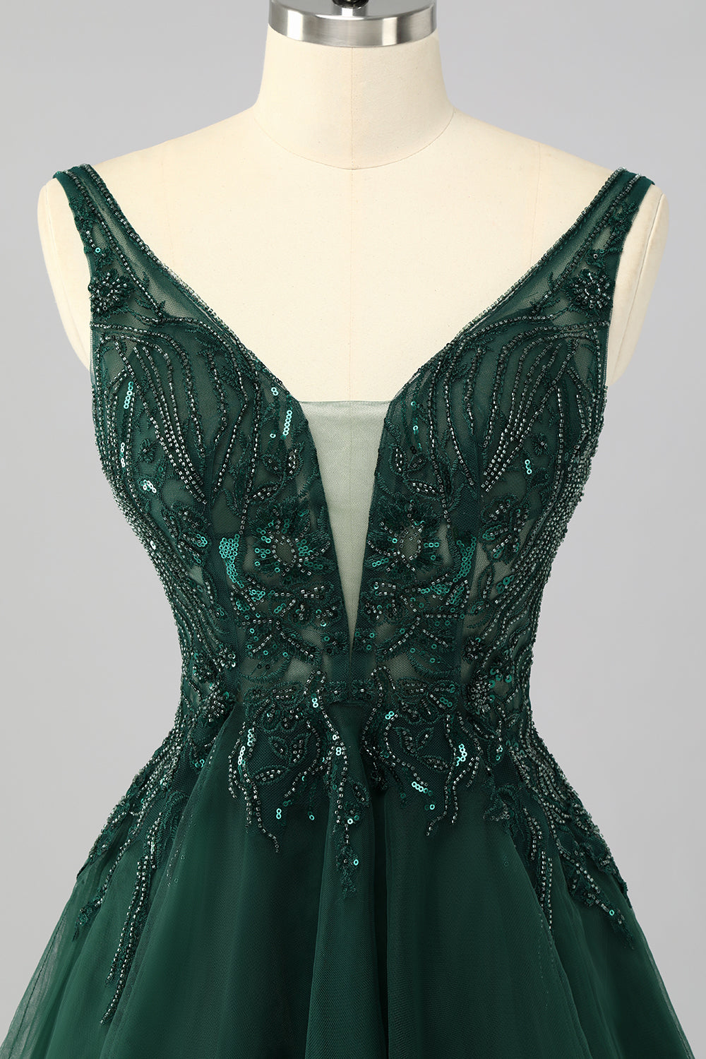 Sparkly Short Dark Green A Line Cocktail Dress with Beading