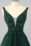 Sparkly Short Dark Green A Line Cocktail Dress with Beading