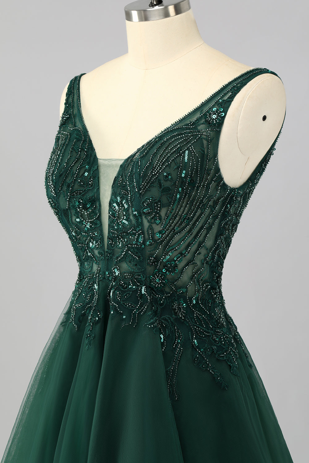 Sparkly Short Dark Green A Line Cocktail Dress with Beading