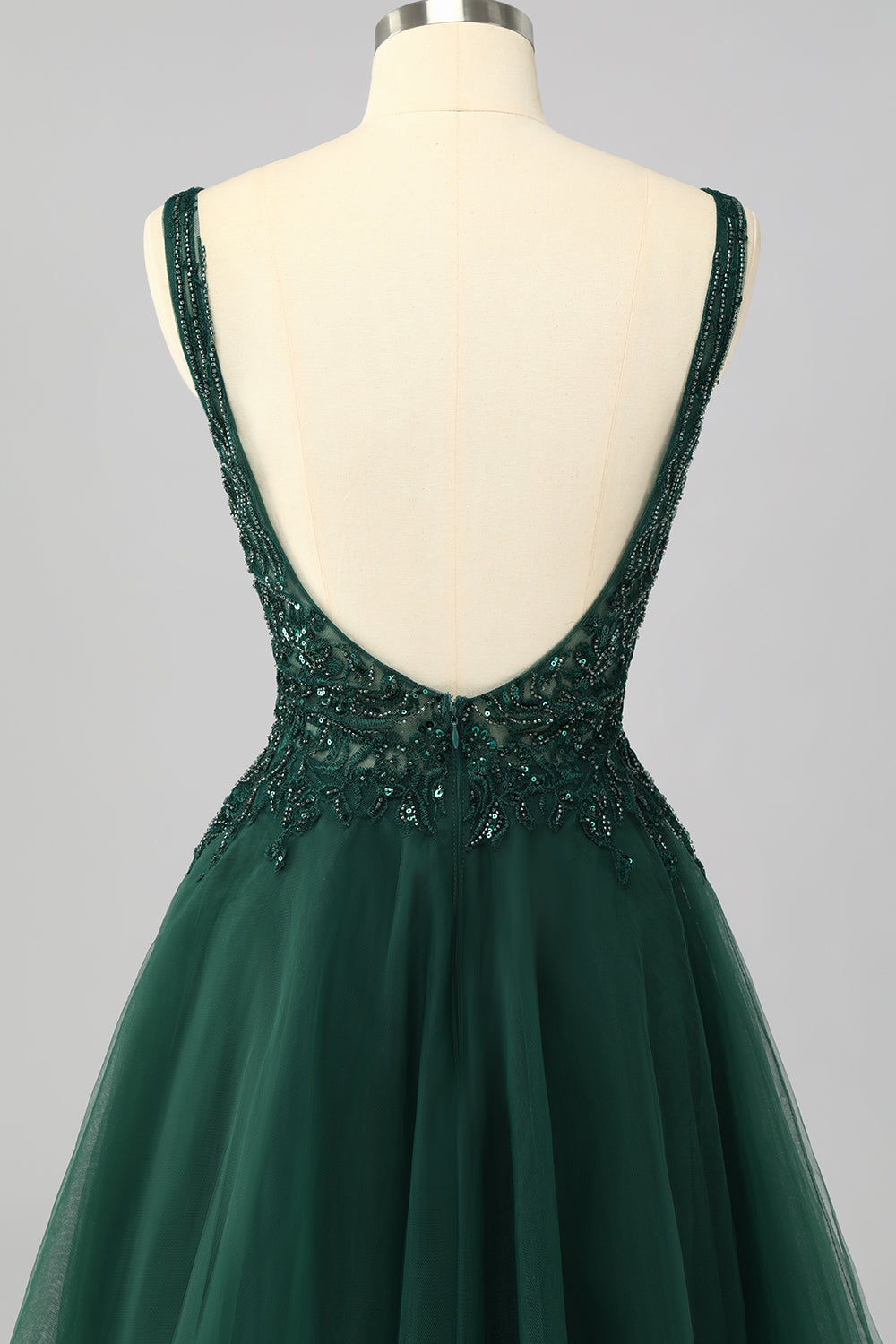 Sparkly Short Dark Green A Line Cocktail Dress with Beading