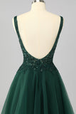 Sparkly Short Dark Green A Line Cocktail Dress with Beading
