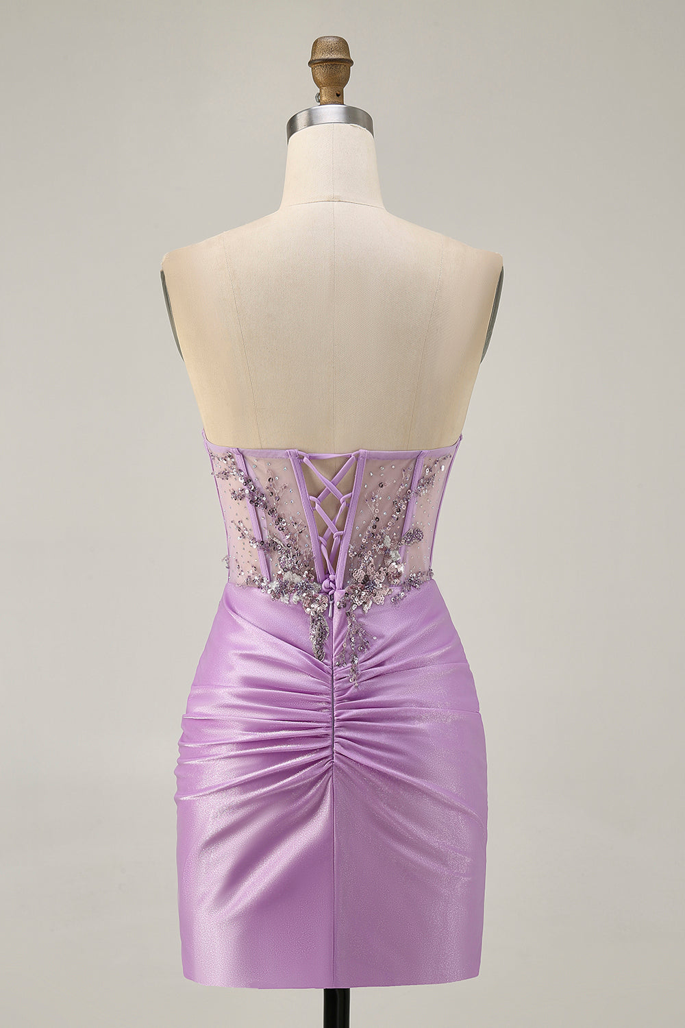 Sparkly Grey Green Tight Corset Short Cocktail Dress with Beading