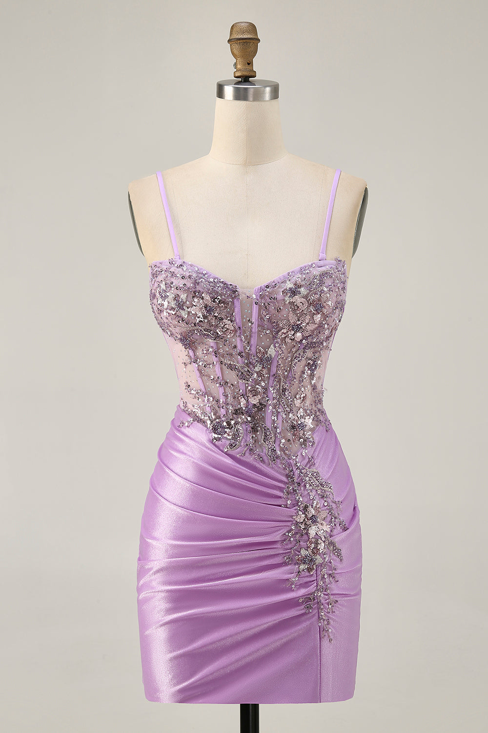 Sparkly Grey Green Tight Corset Short Cocktail Dress with Beading