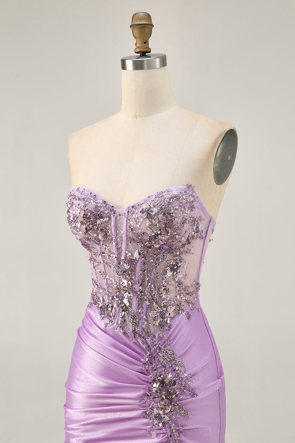 Sparkly Grey Green Tight Corset Short Cocktail Dress with Beading