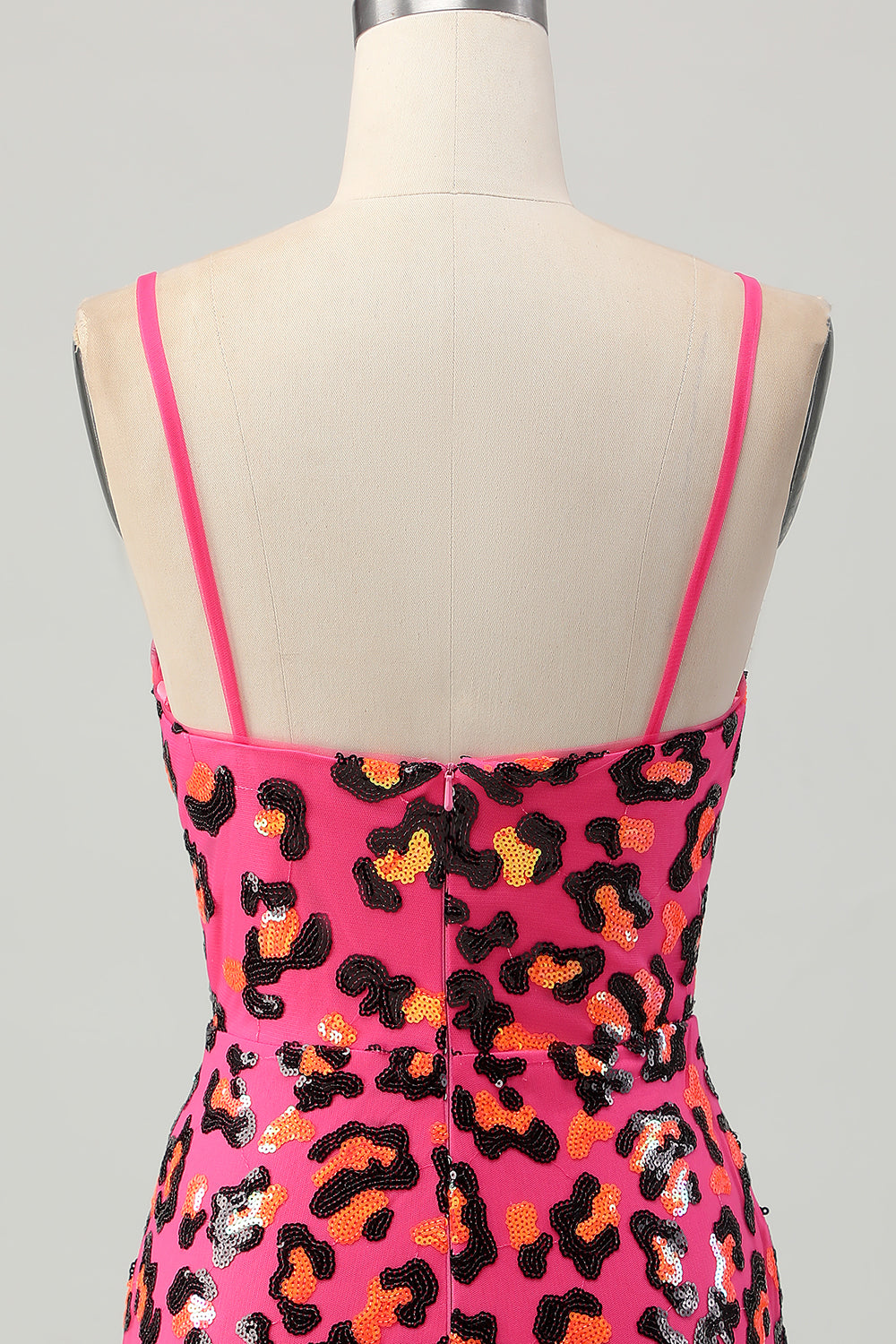 Sparkly Fuchsia Leopard Sequined Tight Short Prom Dress