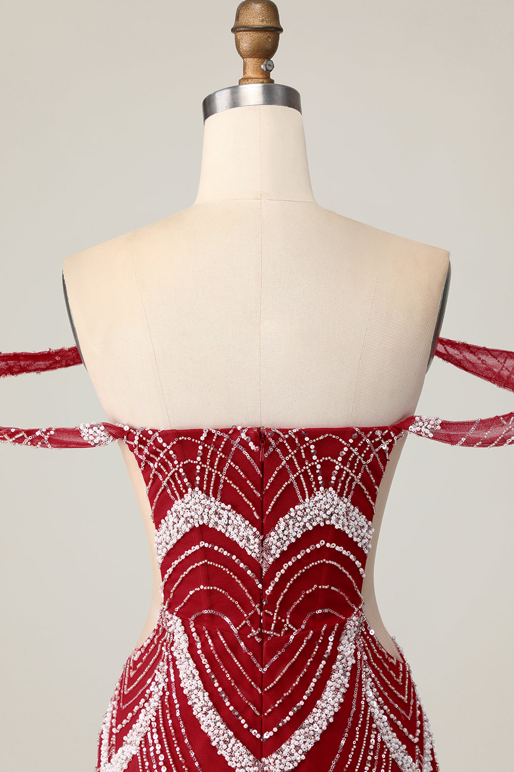 Sparkly Red Off the Shoulder Tight Mini Prom Dress with Beading