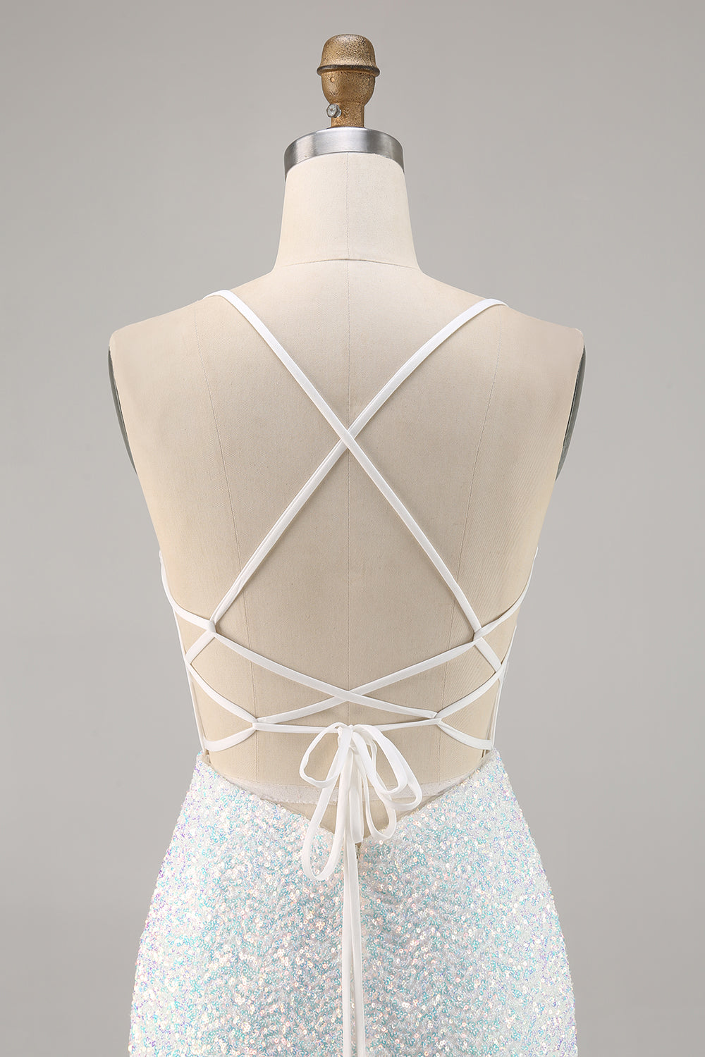 Sparky White Corset Floral Tight Short Prom Dress with Sequins