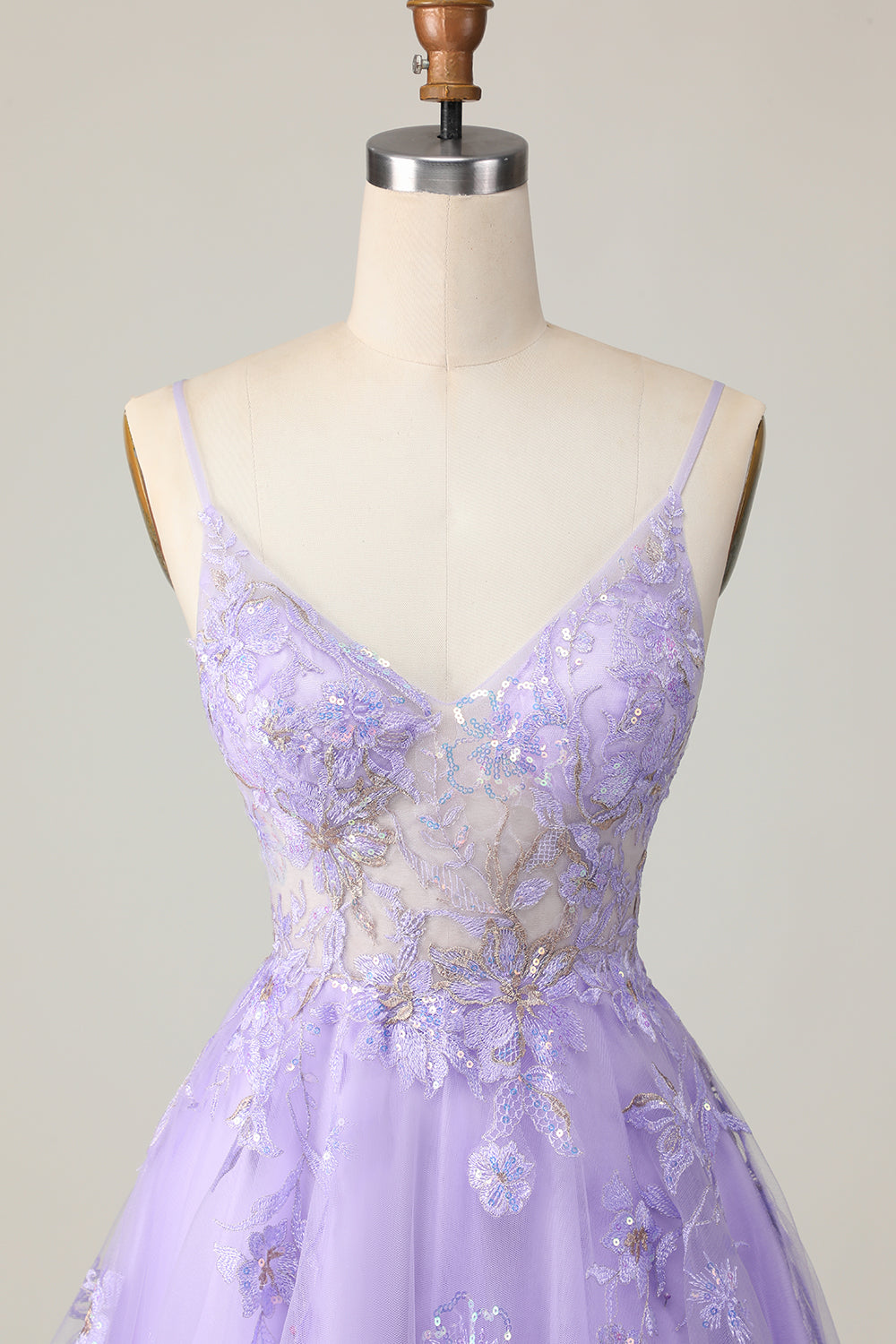 Sparkly Purple A Line Short Floral Prom Dress with Sequins